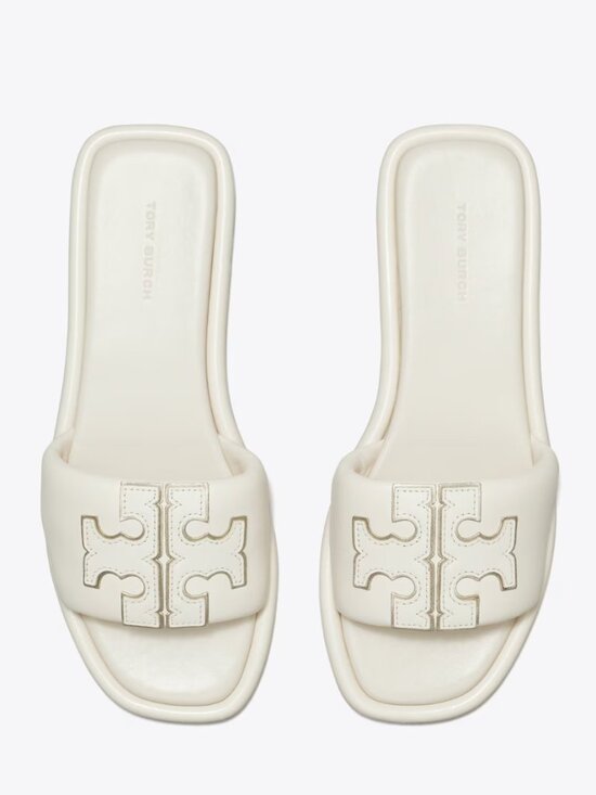 Tory Burch Shoes - Tori Burch DOUBLE T SPORT SLIDE in light cream / gold